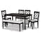 Baxton Studio Gabriel Grey Upholstered and Dark Brown Wood 6-Piece Dining Set 171-10949-10915-10519 - alternate 8
